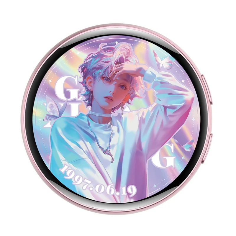 E01 1.7 Inch AI Smart Electronic Badge Bluetooth-compatible APP Anime Display Touch Screen Brooch Pin - Pink