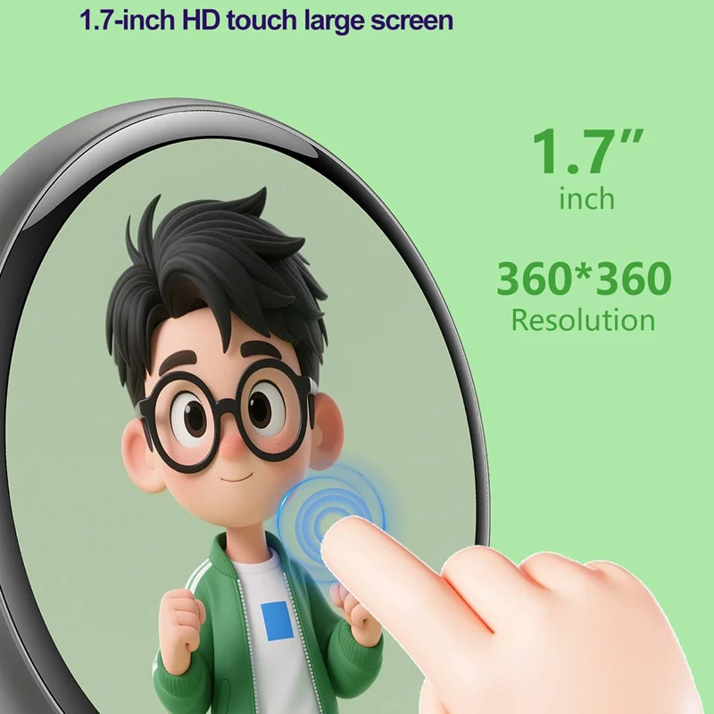 E01 1.7 Inch AI Smart Electronic Badge Bluetooth-compatible APP Anime Display Touch Screen Brooch Pin - Pink