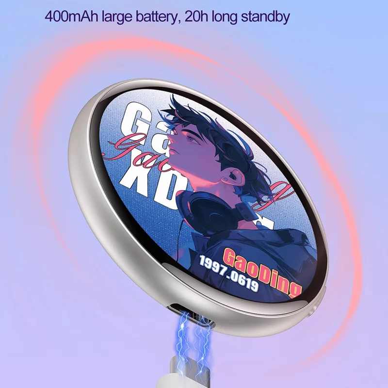 E01 1.7 Inch AI Smart Electronic Badge Bluetooth-compatible APP Anime Display Touch Screen Brooch Pin - Pink