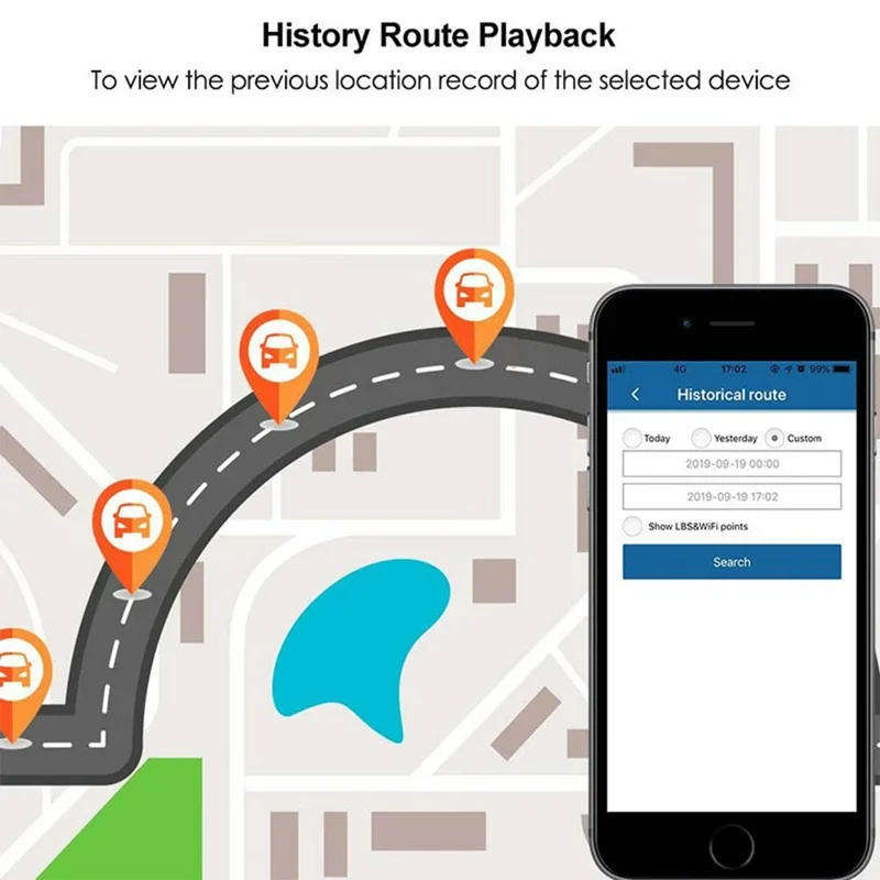 TKSTAR TK806 Localisateur GPS 4G pour Voiture, Appareil de Suivi en Temps Réel Filaire Anti-vol avec Coupure d'Alimentation et d'Essence - Noir