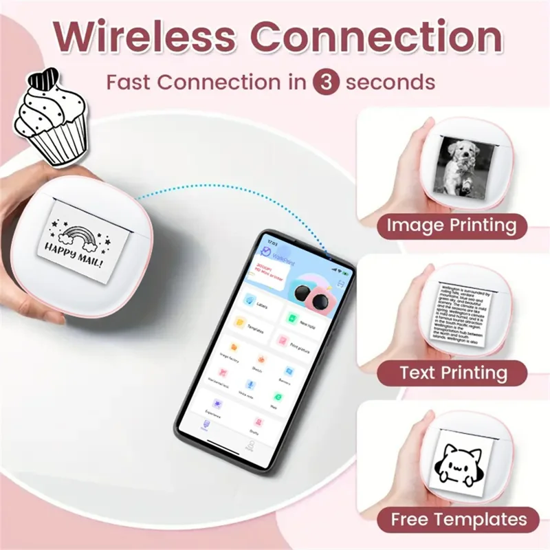 X10 Mini Pocket Bluetooth-compatible Thermal Printer 200DPI Inkless Photo Sticker Label Portable Printer - Blue  /  White