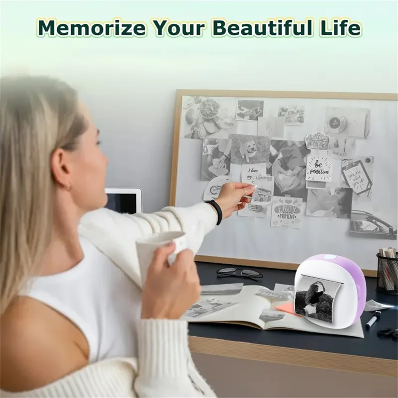 X10 Mini Pocket Bluetooth-compatible Thermal Printer 200DPI Inkless Photo Sticker Label Portable Printer - Blue  /  White