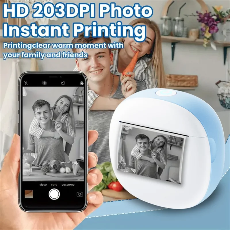 X10 Mini Pocket Bluetooth-compatible Thermal Printer 200DPI Inkless Photo Sticker Label Portable Printer - Blue  /  White