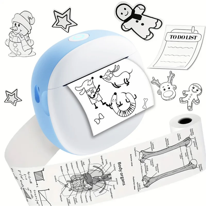 X10 Mini Pocket Bluetooth-compatible Thermal Printer 200DPI Inkless Photo Sticker Label Portable Printer - Blue  /  White