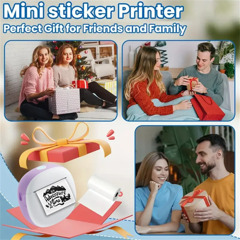 X10 Mini Pocket Bluetooth-compatible Thermal Printer 200DPI Inkless Photo Sticker Label Portable Printer - Blue  /  White