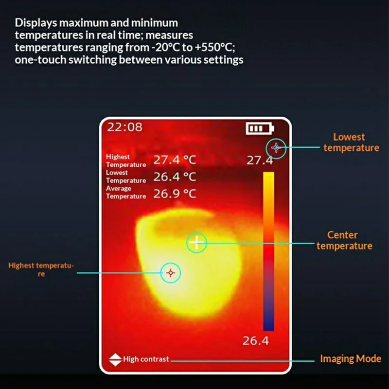 RX-350 Handheld Infrared Thermal Imaging Camera Portable Thermal Imager 320x240 Resolution for Industrial Inspection - Black