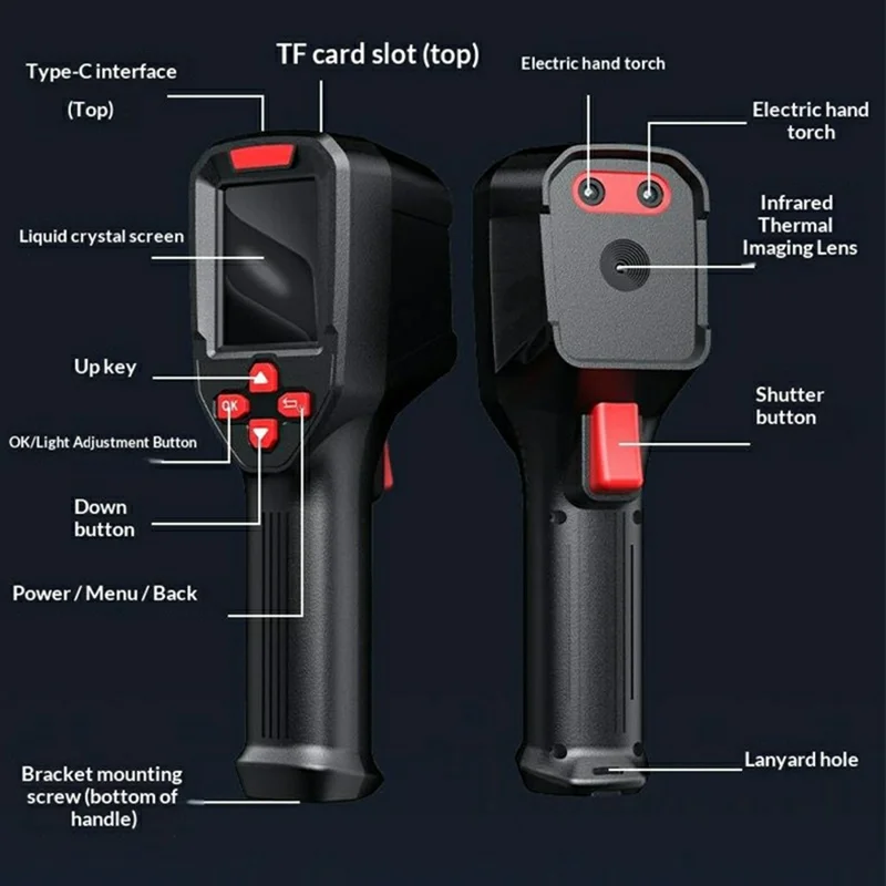 RX-350 Handheld Infrared Thermal Imaging Camera Portable Thermal Imager 320x240 Resolution for Industrial Inspection - Black