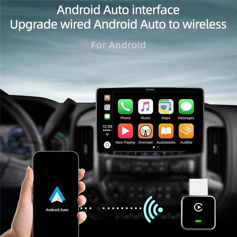CM102 Adaptador Inalámbrico CarPlay Convertidor Android Auto 2 en 1 WiFi 6 Bluetooth 5.3 Adaptador USB para Coche - Negro