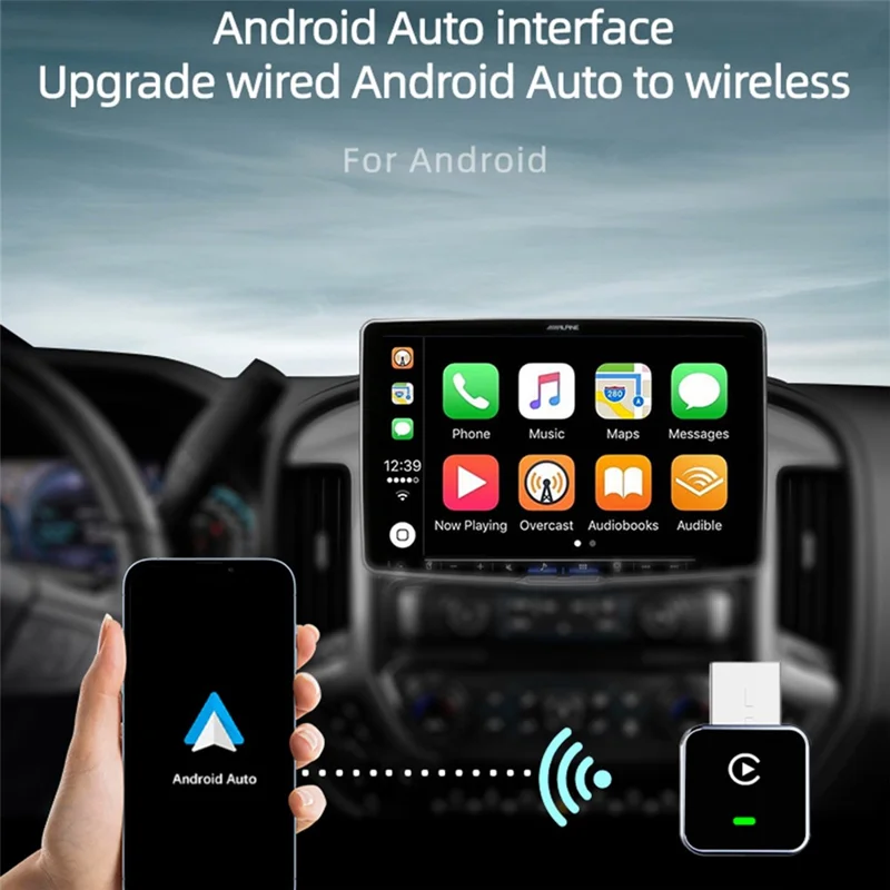 CU105 2-in-1 Wireless CarPlay Adapter 5GHz WiFi Bluetooth-compatible 5.3 Android Auto Wired to Wireless USB Dongle for Car - Black