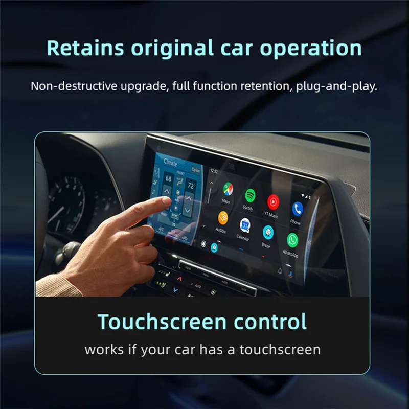 CU105 2-in-1 Wireless CarPlay Adapter 5GHz WiFi Bluetooth-compatible 5.3 Android Auto Wired to Wireless USB Dongle for Car - Black