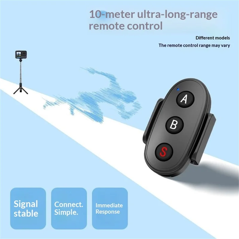 D09 Action Camera Remote Control 3-Button Bluetooth-compatible Controller for DJI GoPro Insta360 Smartphone - Black