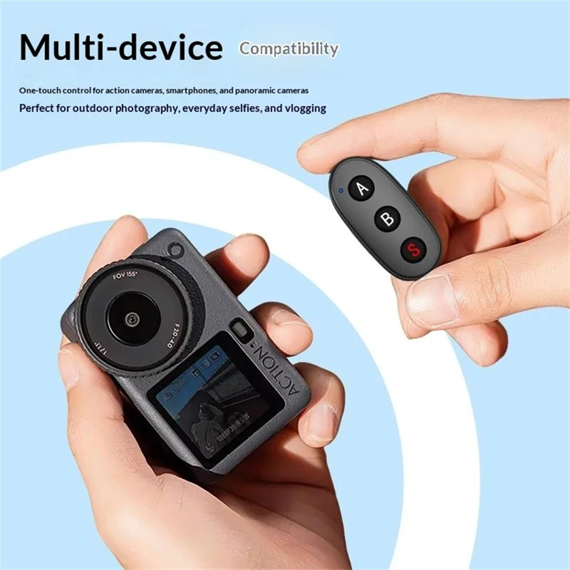 D09 Action Camera Remote Control 3-Button Bluetooth-compatible Controller for DJI GoPro Insta360 Smartphone - Black