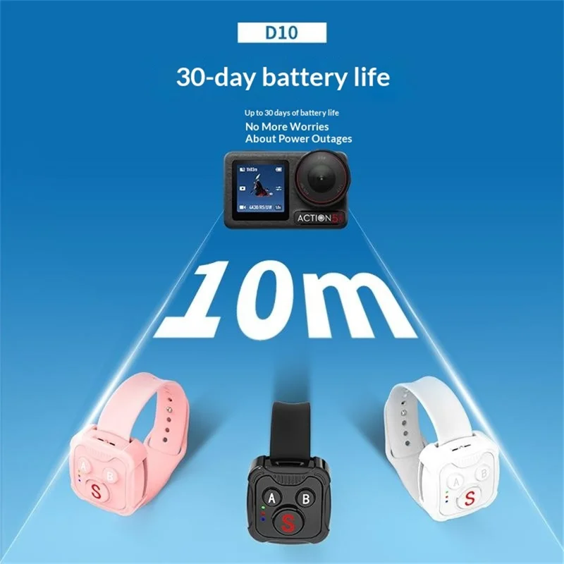 D10 Bluetooth-compatible Remote Control for DJI / GoPro Hero / Insta360 Action Camera Wireless Controller - Black
