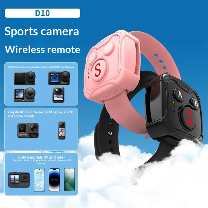 D10 Bluetooth-compatible Remote Control for DJI / GoPro Hero / Insta360 Action Camera Wireless Controller - Black