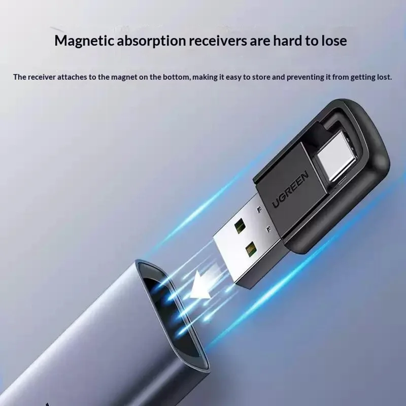 UGREEN LP270 80136 Указка-презентер с лазером, дистанционное управление на 100 м, с двумя портами USB + Type-C для PPT
