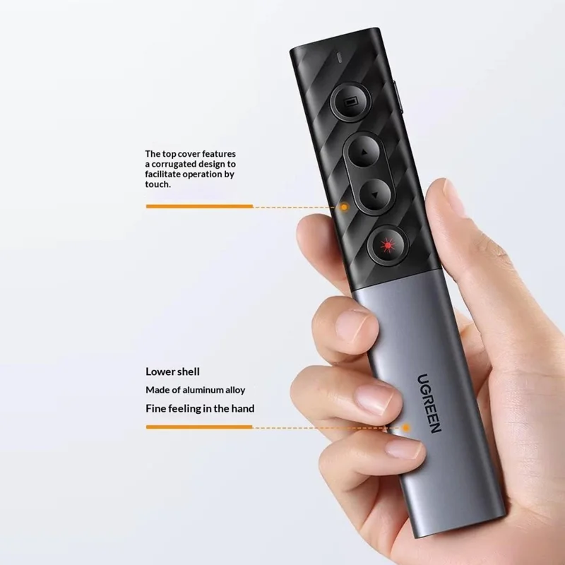 UGREEN LP270 80136 Указка-презентер с лазером, дистанционное управление на 100 м, с двумя портами USB + Type-C для PPT
