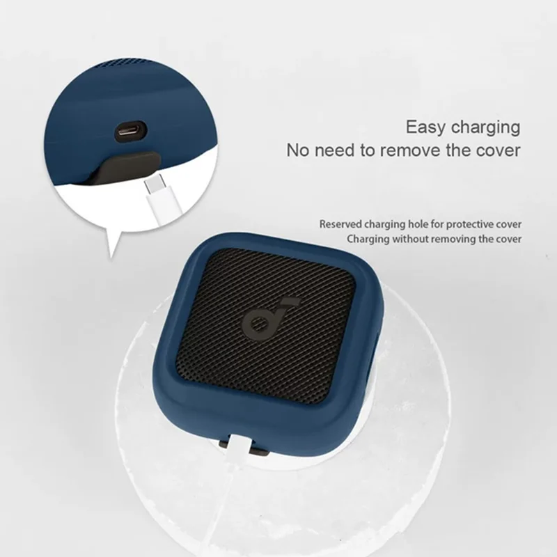 For Anker Soundcore Boom Go 3i Silicone Case Bluetooth-compatible Speaker Soft Protective Cover - Dark Blue