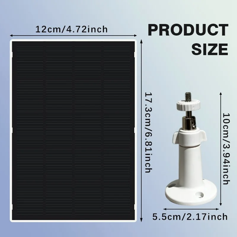 Painel Solar 2W 5V com Eficiência de 22,5% e Placa de Carregamento Type-C para Monitorização de Câmara de Segurança - Branco