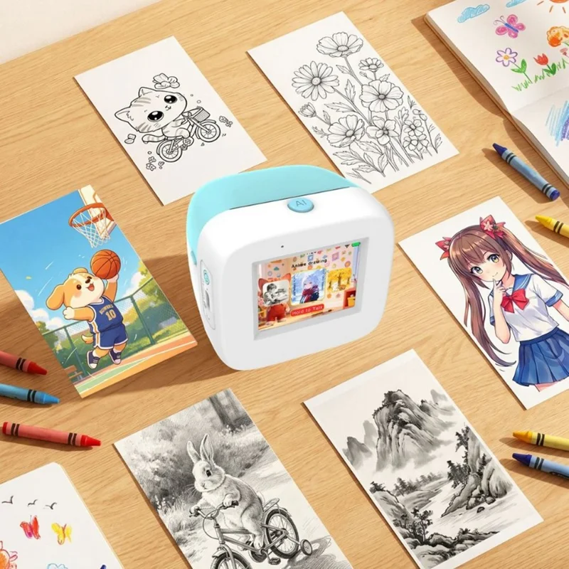 طابعة حرارية صغيرة Q17 2.0 بوصة تعمل بالصوت والذكاء الاصطناعي، طابعة لاسلكية صغيرة بدون حبر للأطفال (النسخة القياسية) - وردي