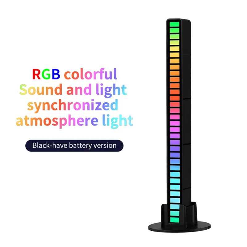 L021 32-LED RGB Music Sync Rhythm Light Sound Activated Ambient Light with 8 Dynamic Modes - Black