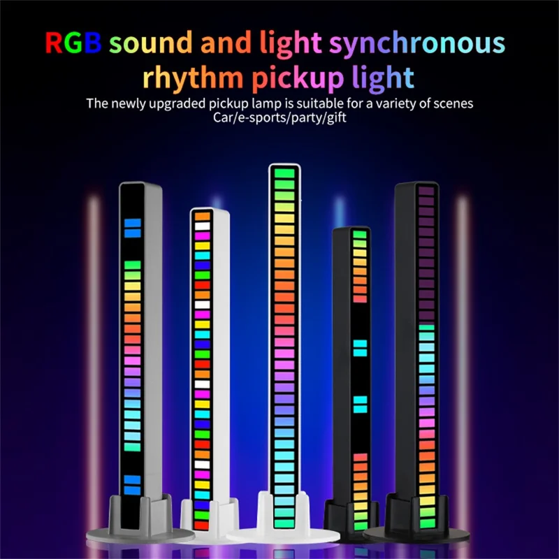 L021 32-LED RGB Music Sync Rhythm Light Sound Activated Ambient Light with 8 Dynamic Modes - Black