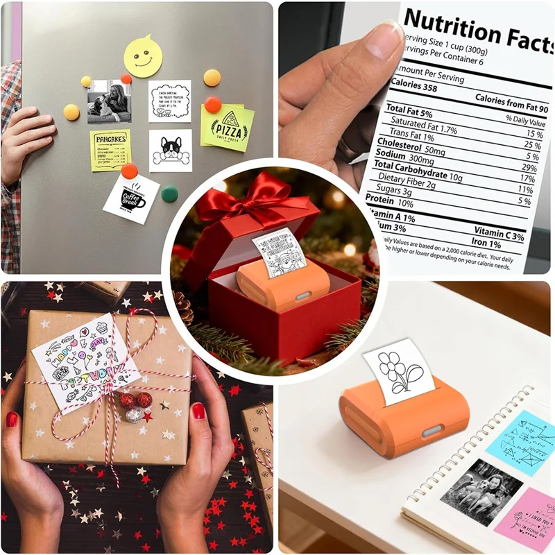 X7 Bluetooth-compatible Pocket Thermal Printer Inkless 200DPI Mini Printing Machine for Labels Photos Stickers - Beige