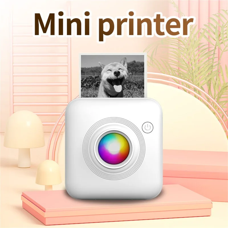 Мини-портативный термопринтер X3 с Bluetooth, 200 DPI, бесчернильный принтер с RGB-подсветкой для учебных заметок — белый