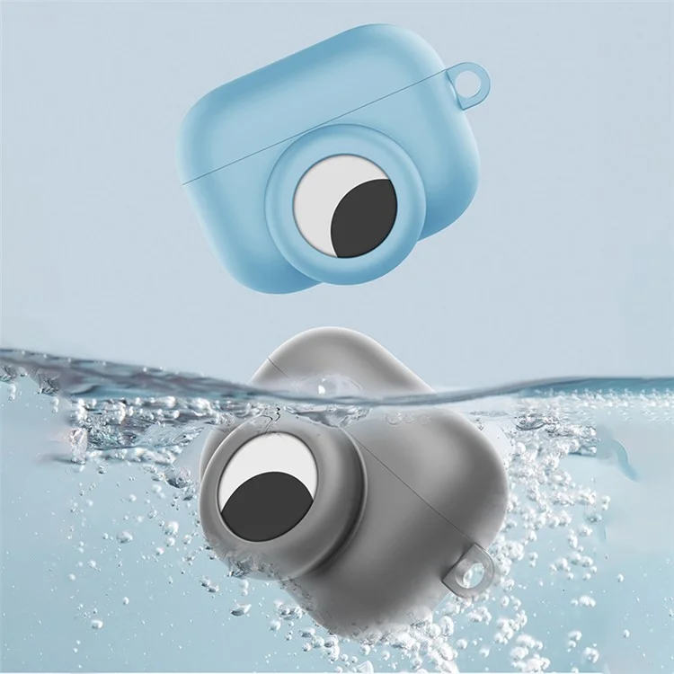 Silicone Earphone Case Protective Cover for AirPods Pro/AirTag - Navy Blue