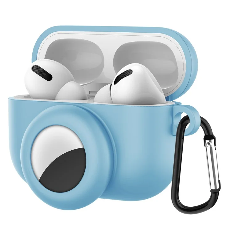 Silicone Earphone Case Protective Cover for AirPods Pro/AirTag - Baby Blue