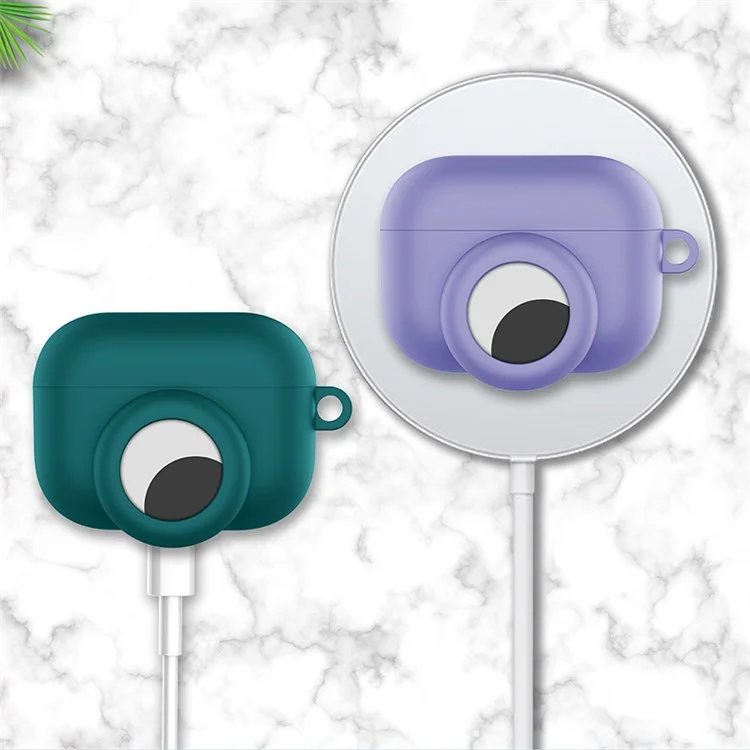 Silicone Earphone Case Protective Cover for AirPods Pro/AirTag - Baby Blue