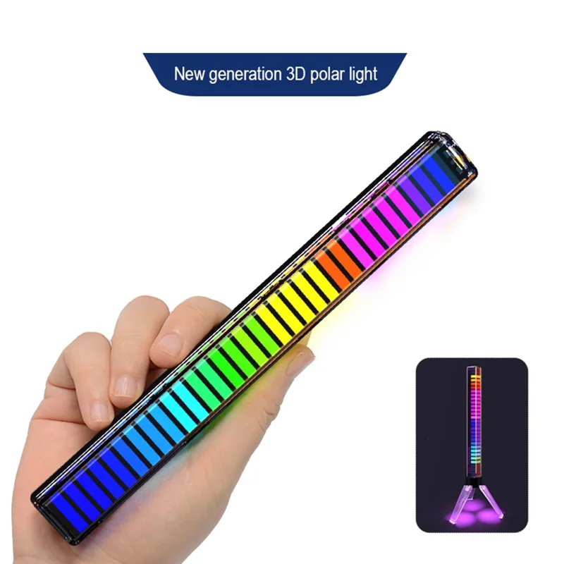 L026Z APP-styret Type-C genopladelig 3D RGB LED-atmosfærelampe med oplyst holder, musiksynkron, lydaktiveret pickup, gaming-ambielampe