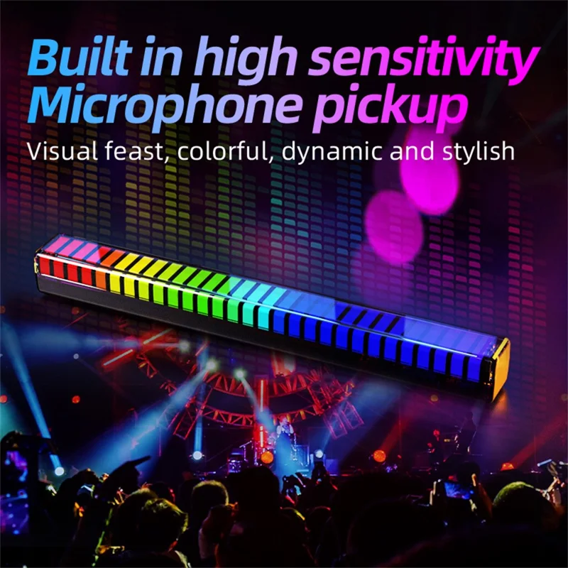 L026Z APP-styret Type-C genopladelig 3D RGB LED-atmosfærelampe med oplyst holder, musiksynkron, lydaktiveret pickup, gaming-ambielampe
