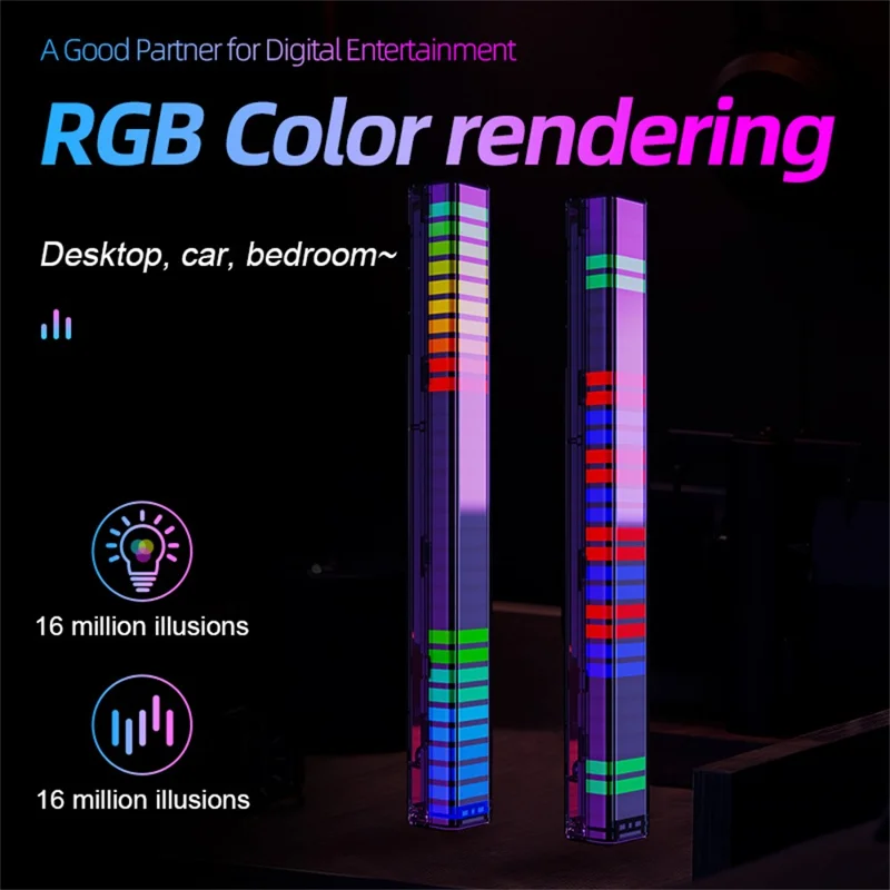 L026Z APP-styret Type-C genopladelig 3D RGB LED-atmosfærelampe med oplyst holder, musiksynkron, lydaktiveret pickup, gaming-ambielampe
