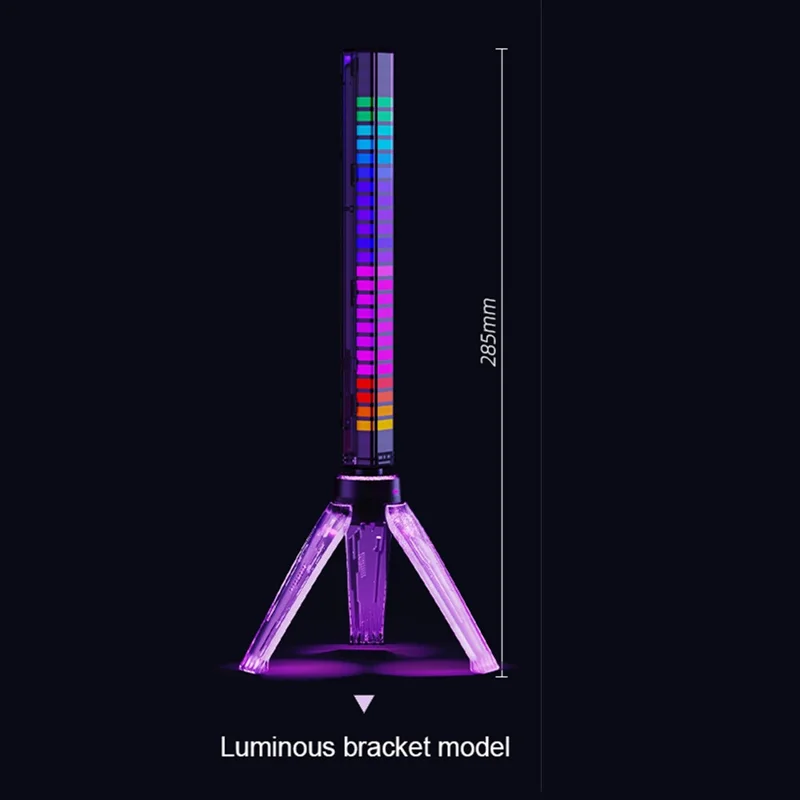 L026Z APP-styret Type-C genopladelig 3D RGB LED-atmosfærelampe med oplyst holder, musiksynkron, lydaktiveret pickup, gaming-ambielampe