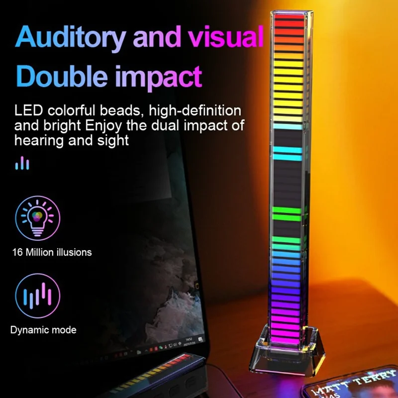 L029 Type-C Rechargeable 4D RGB Bluetooth-compatible Music Rhythm Light Sound Pickup LED Strip with APP Control