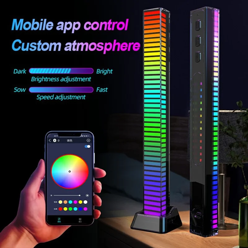 L029 Type-C Rechargeable 4D RGB Bluetooth-compatible Music Rhythm Light Sound Pickup LED Strip with APP Control