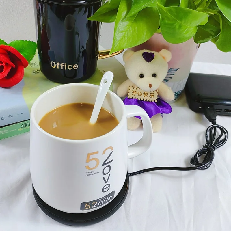 RY-002 Opvarmning Kopvarmer Pad Underkop med Konstant Temperatur af Glas til Kaffe og Te, Guldkulør