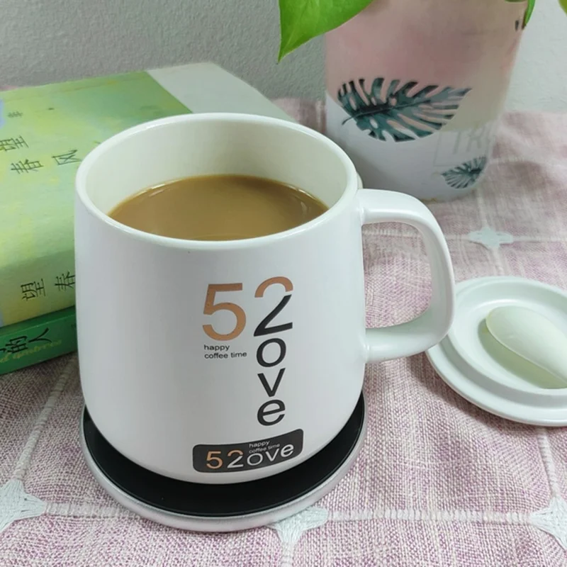 RY-002 Opvarmning Kopvarmer Pad Underkop med Konstant Temperatur af Glas til Kaffe og Te, Guldkulør