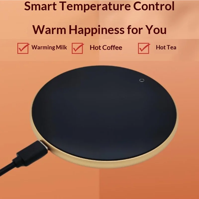 RY-010 USB Heating Cup Warmer Pad Coaster 3 Speed Touch Control Smart Temperature Coffee Mug Warmer - Silver
