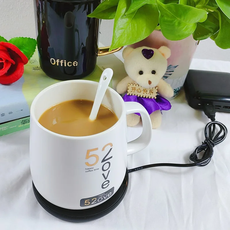 RY-004 USB Mug Warmer 3-Level Touch Temperature Control 8H Auto-Off Cup Heater Pad - Black