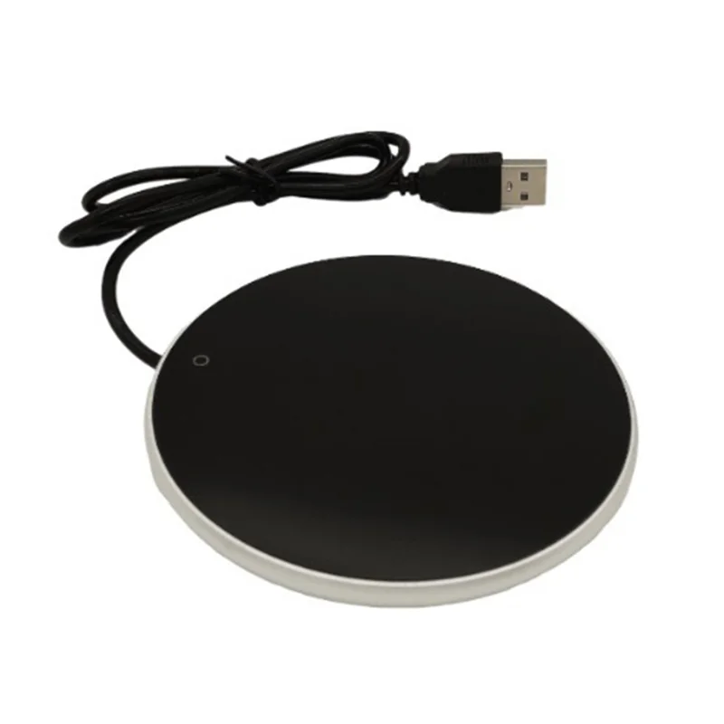 RY-005 USB Coffee Warmer Pad Aluminum Tempered Glass Heating Cup Coaster for Office - Silver