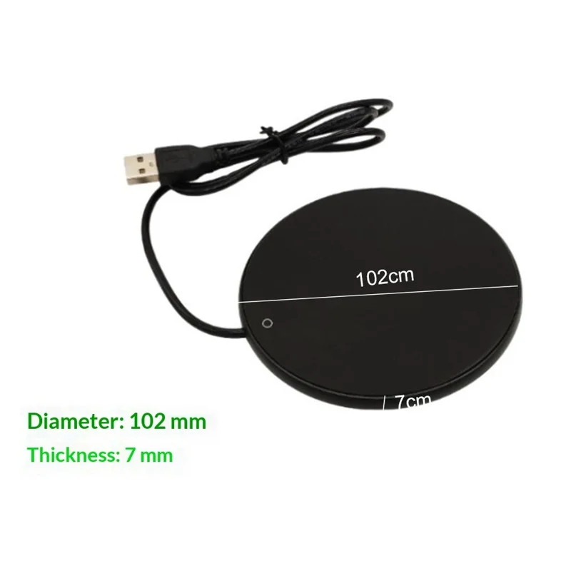 RY-005 USB Coffee Warmer Pad Aluminum Tempered Glass Heating Cup Coaster for Office - Silver