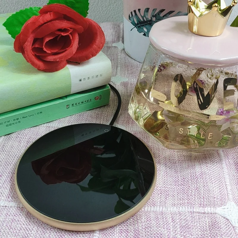 RY-008 USB Mug Warmer Cup Warmer Gravity Sensor 3-Level Temperature Control Coaster for Coffee Tea - Silver