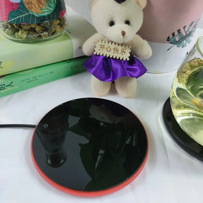 RY-008 USB Mug Warmer Cup Warmer Gravity Sensor 3-Level Temperature Control Coaster for Coffee Tea - Silver