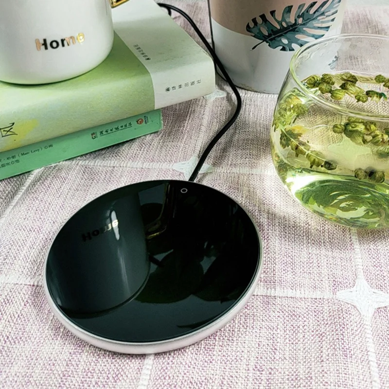 RY-008 USB Mug Warmer Cup Warmer Gravity Sensor 3-Level Temperature Control Coaster for Coffee Tea - Silver