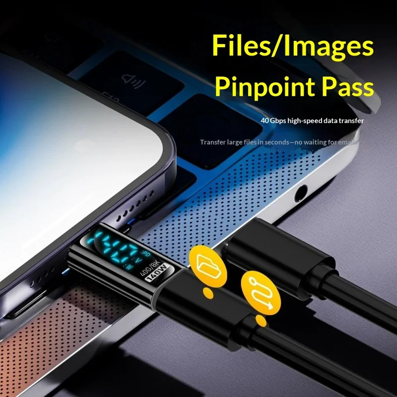 CF / CM-140W-40Gb-SX Digital Display USB4 Type-C Male to Female PD 140W Fast Charging 8K / 60Hz 40Gbps Data Transfer Adapter - Black