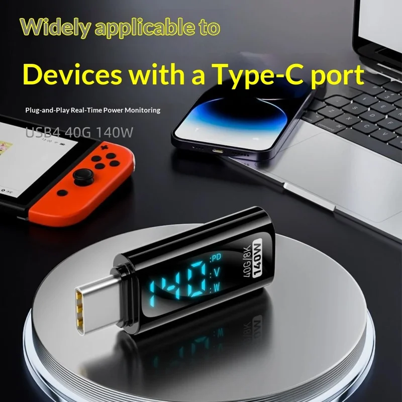 CF / CM-140W-40Gb-SX Digital Display USB4 Type-C Male to Female PD 140W Fast Charging 8K / 60Hz 40Gbps Data Transfer Adapter - Black