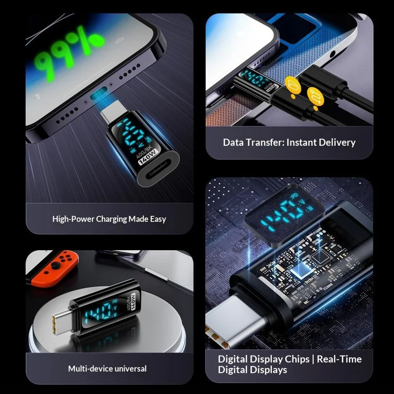 CF / CM-140W-40Gb-SX Digital Display USB4 Type-C Male to Female PD 140W Fast Charging 8K / 60Hz 40Gbps Data Transfer Adapter - Black