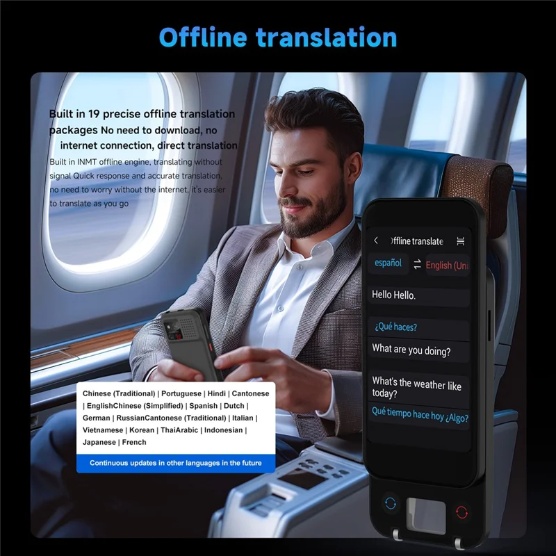 S15 Pro 2+16GB 4 Inch Screen AI Translation Device 148 Online Languages WiFi Photo Scanning Voice Translator - Black
