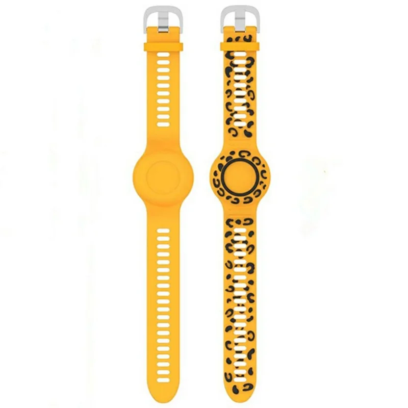 Silicone Band for AirTag (2nd Generation) / AirTag Cartoon Waterproof Wristband Tracker Protective Case - Leopard Print